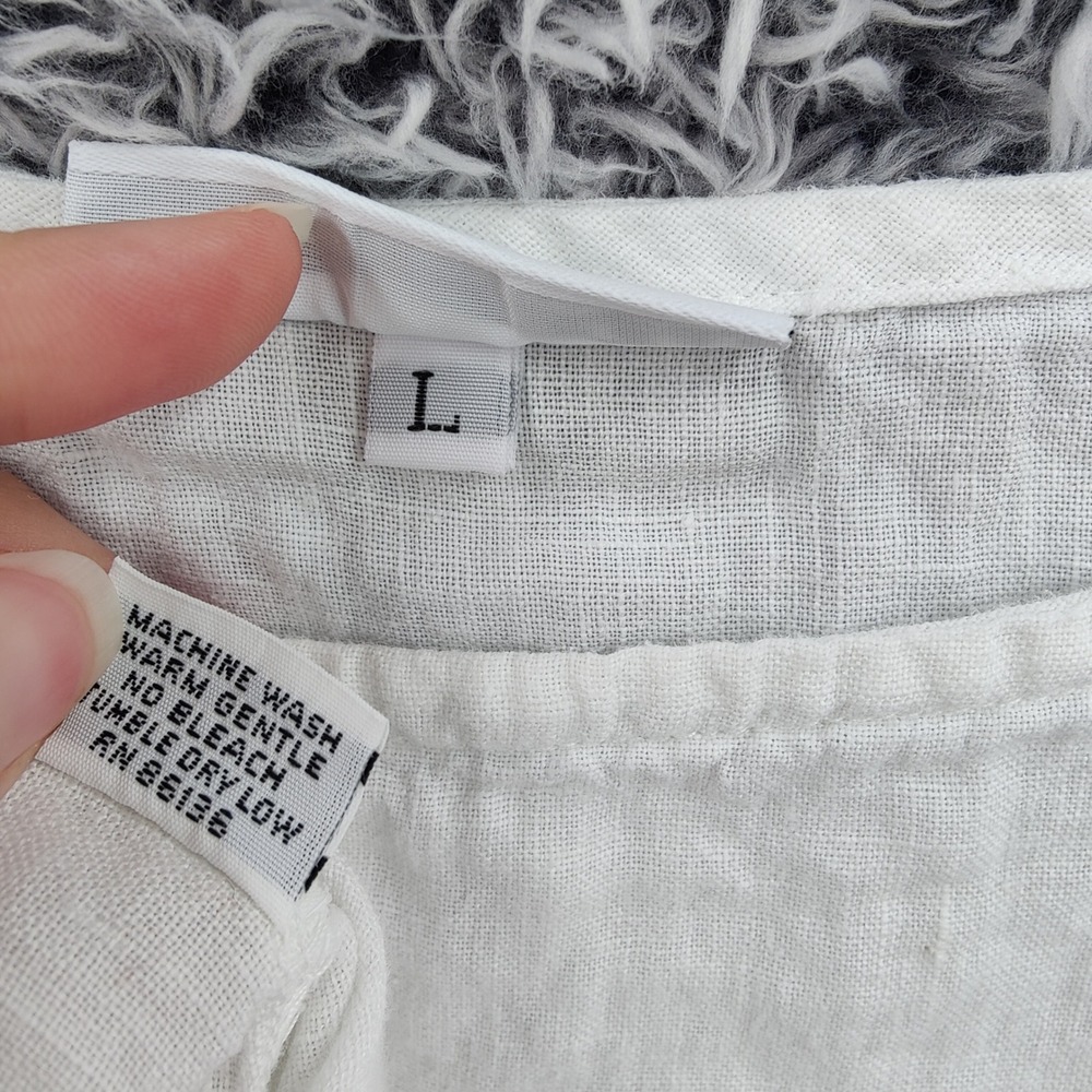 Bryn Walker Womens Lagenlook Coastal 100% Linen Tank Top L White Sleeveless Airy - Picture 6 of 16